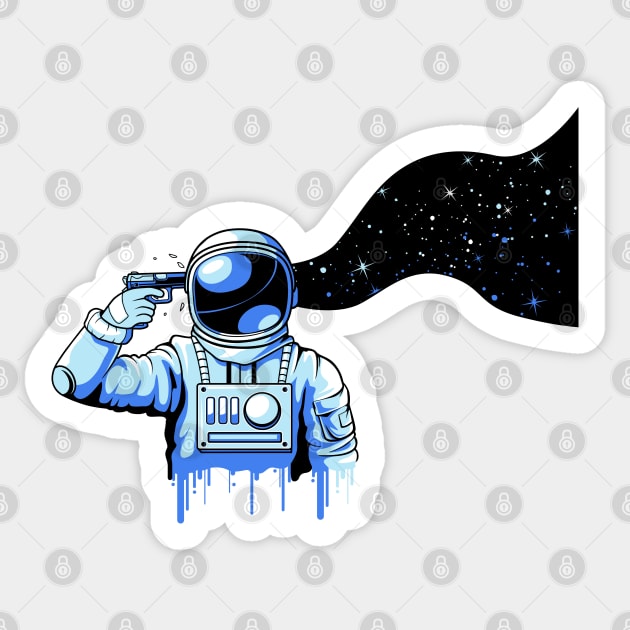 astronaut pressure gun Sticker by Mako Design 